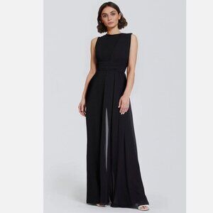 One33 Social The Kylie Draped Scarf Jumpsuit Size 6 Black